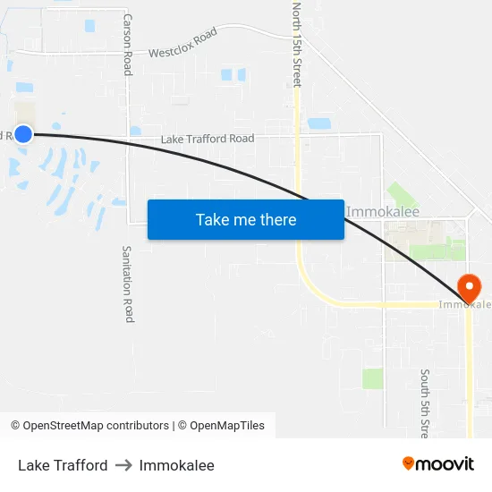 Lake Trafford to Immokalee map