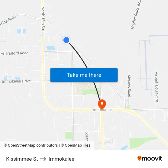 Kissimmee St to Immokalee map