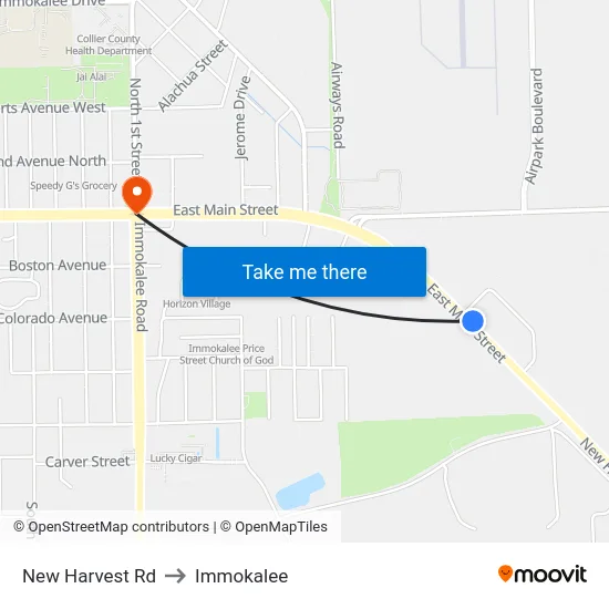 New Harvest Rd to Immokalee map