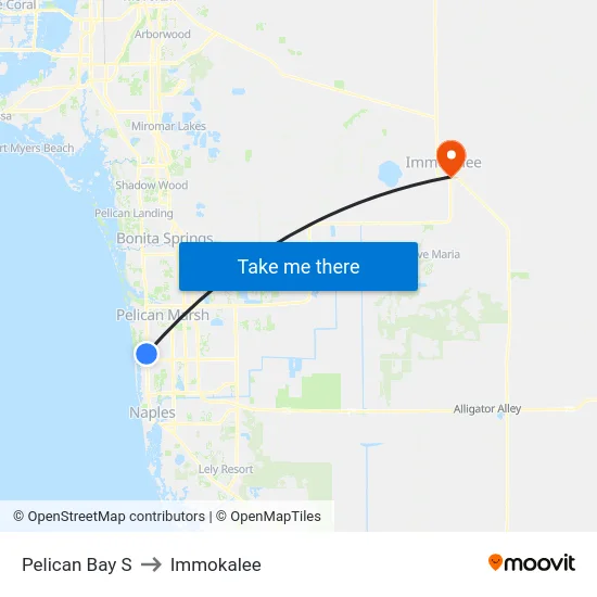 Pelican Bay S to Immokalee map