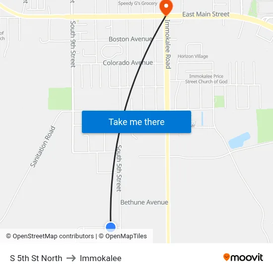 S 5th St North to Immokalee map