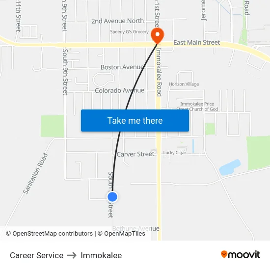 Career Service to Immokalee map