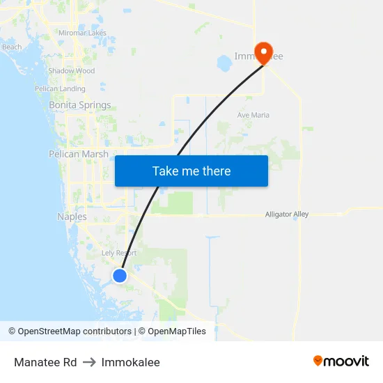 Manatee Rd to Immokalee map