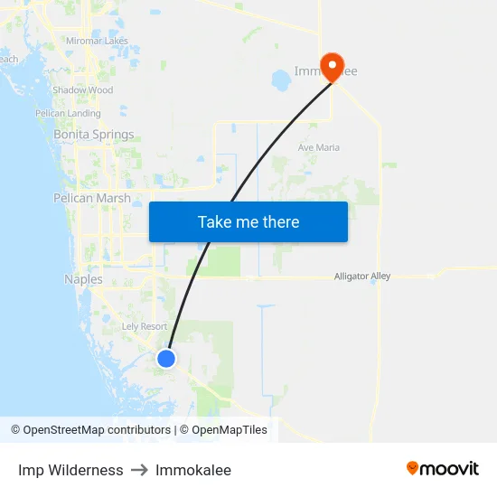 Imp Wilderness to Immokalee map