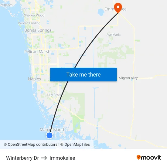 Winterberry Dr to Immokalee map