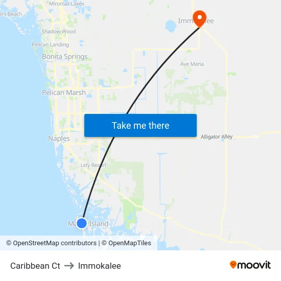 Caribbean Ct to Immokalee map