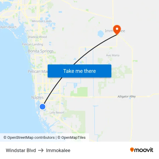 Windstar Blvd to Immokalee map