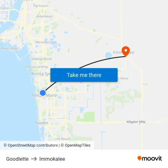 Goodlette to Immokalee map