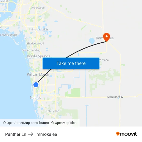 Panther Ln to Immokalee map