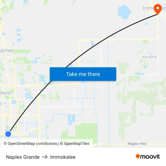 Naples Grande to Immokalee map