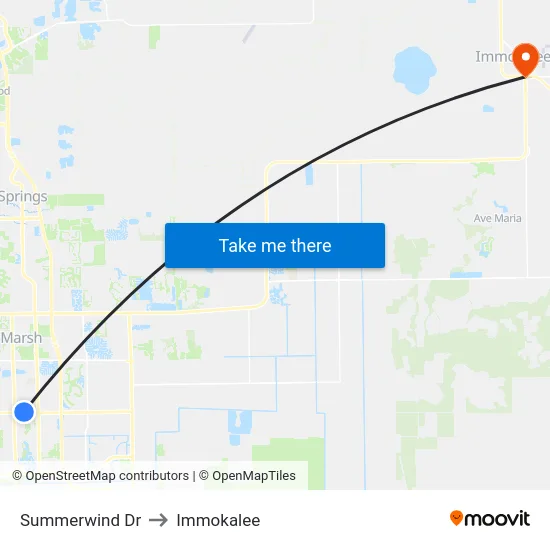 Summerwind Dr to Immokalee map