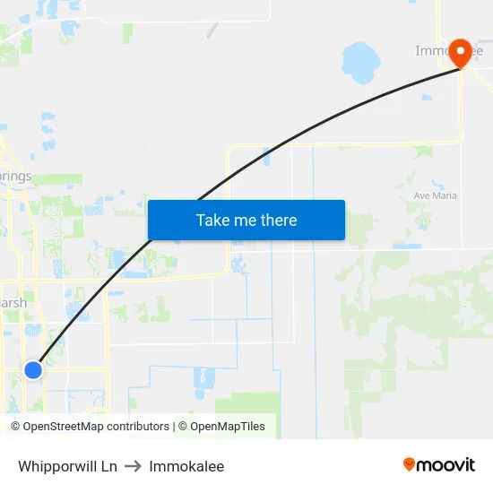 Whipporwill Ln to Immokalee map
