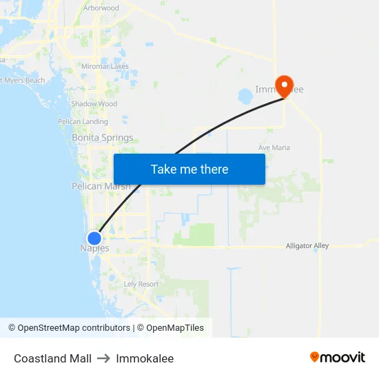 Coastland Mall to Immokalee map