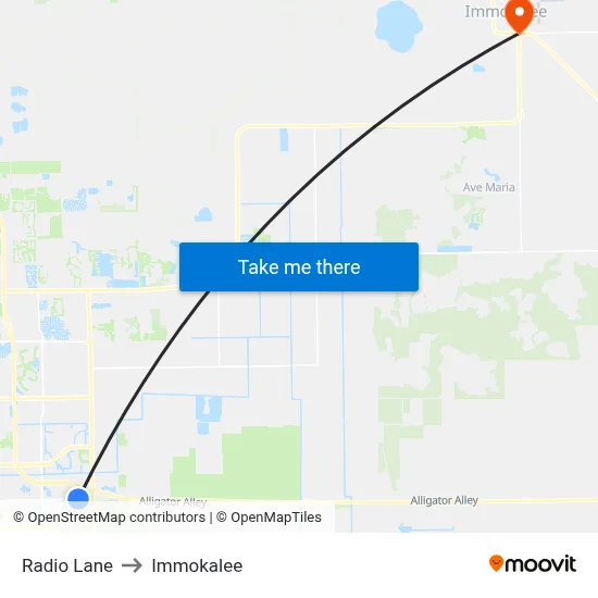 Radio Lane to Immokalee map