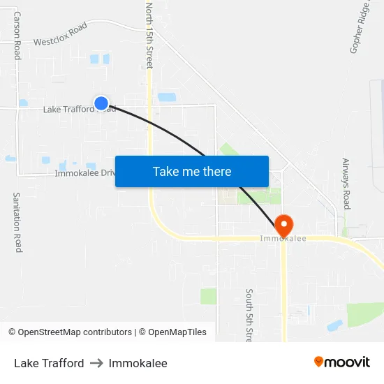 Lake Trafford to Immokalee map