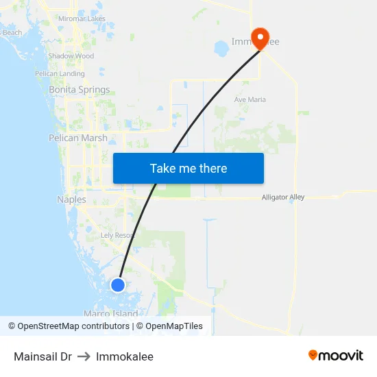 Mainsail Dr to Immokalee map