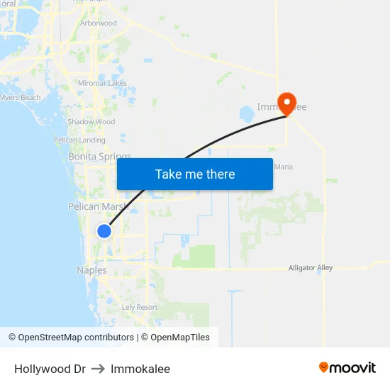 Hollywood Dr to Immokalee map