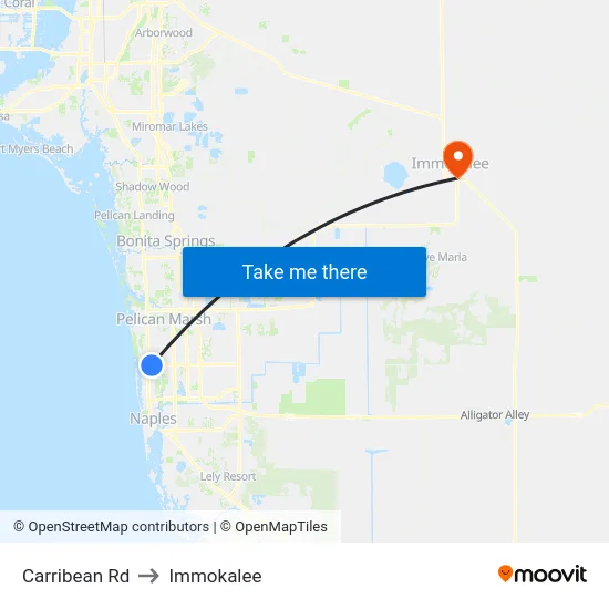 Carribean Rd to Immokalee map
