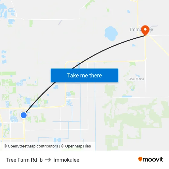 Tree Farm Rd Ib to Immokalee map