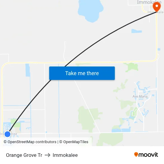 Orange Grove Tr to Immokalee map