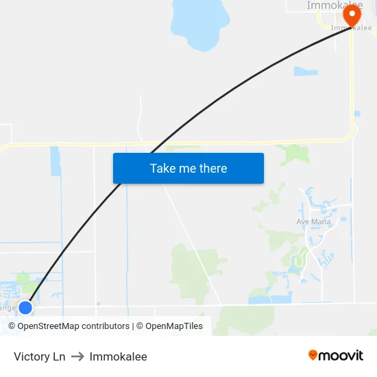 Victory Ln to Immokalee map