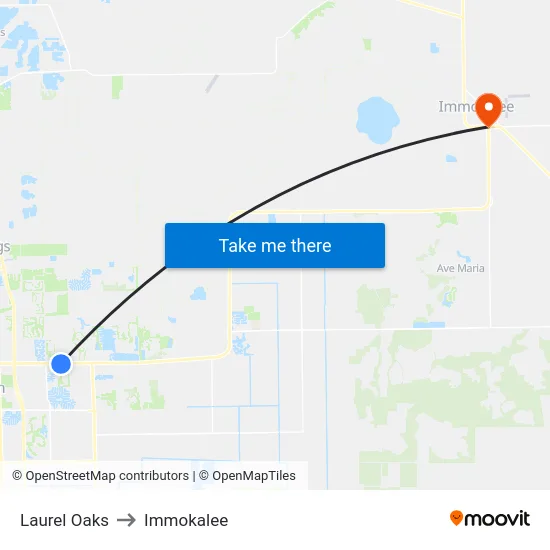 Laurel Oaks to Immokalee map