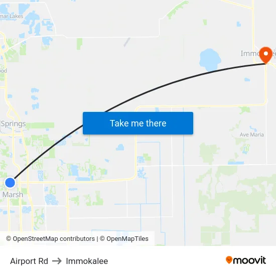 Airport Rd to Immokalee map