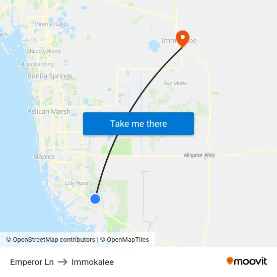 Emperor Ln to Immokalee map