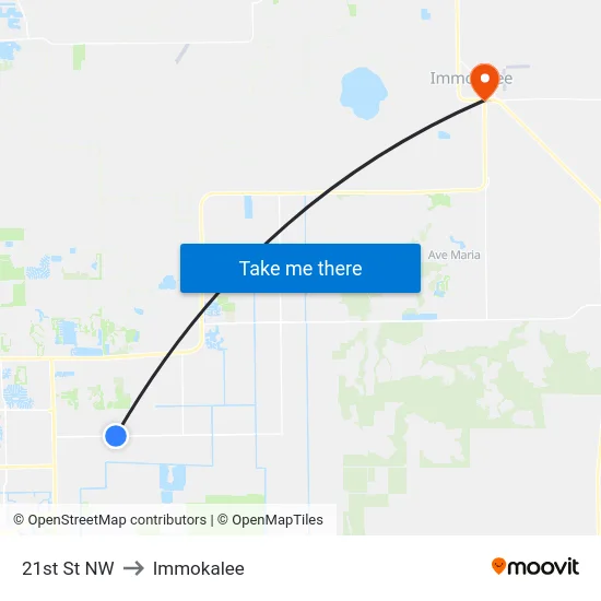 21st St NW to Immokalee map