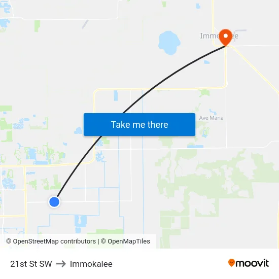 21st St SW to Immokalee map
