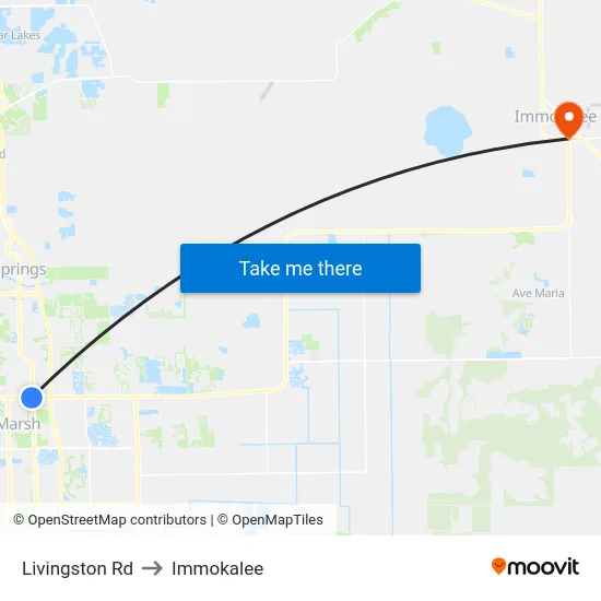 Livingston Rd to Immokalee map