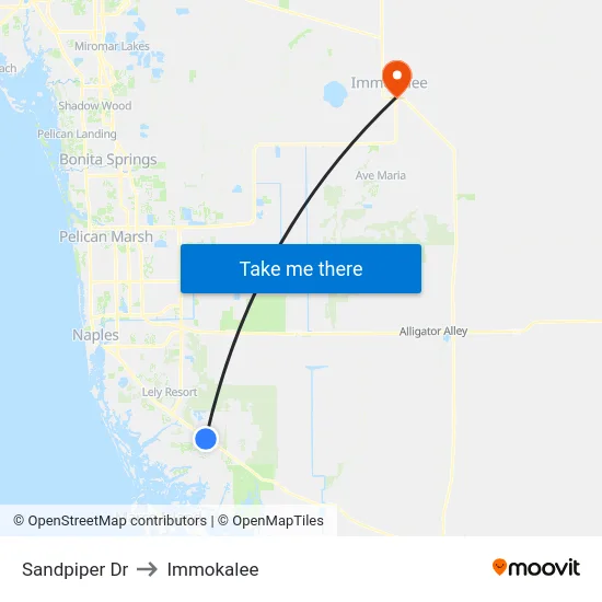 Sandpiper Dr to Immokalee map