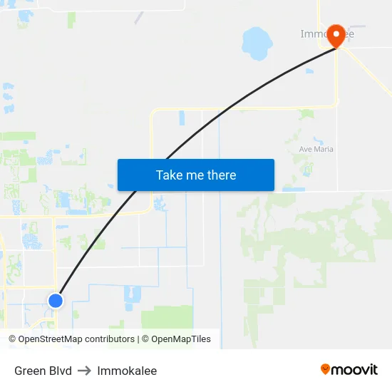 Green Blvd to Immokalee map