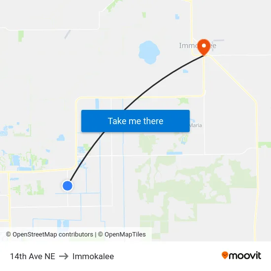 14th Ave NE to Immokalee map