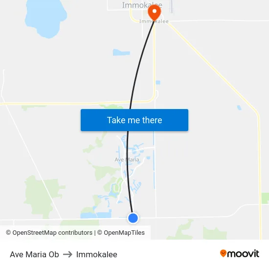 Ave Maria Ob to Immokalee map