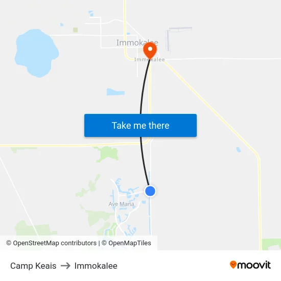 Camp Keais to Immokalee map