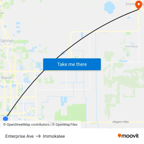 Enterprise Ave to Immokalee map