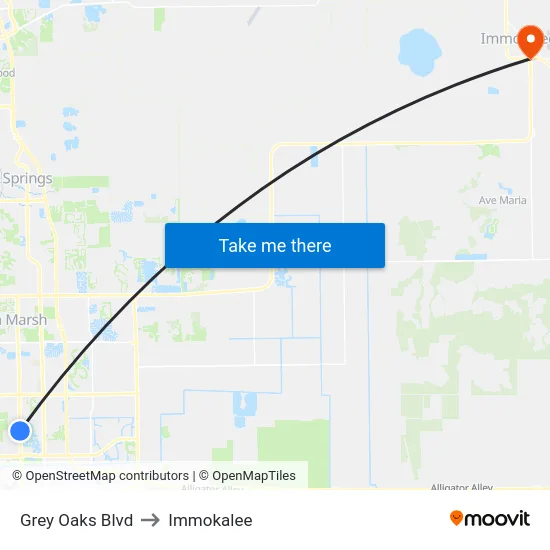 Grey Oaks Blvd to Immokalee map
