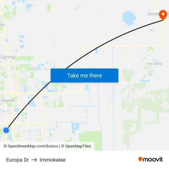 Europa Dr to Immokalee map