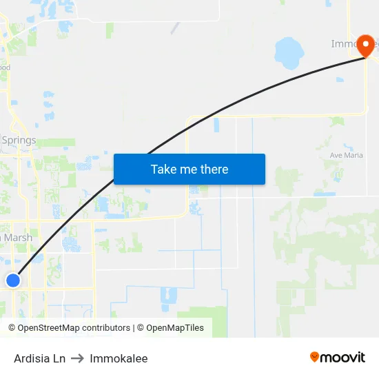 Ardisia Ln to Immokalee map