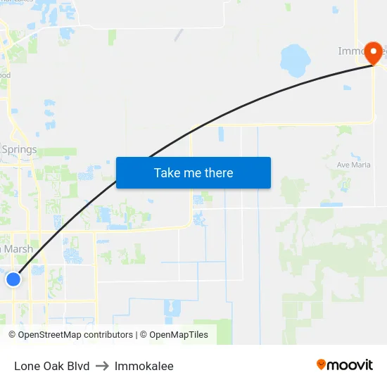 Lone Oak Blvd to Immokalee map