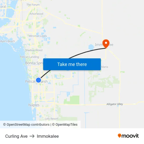 Curling Ave to Immokalee map
