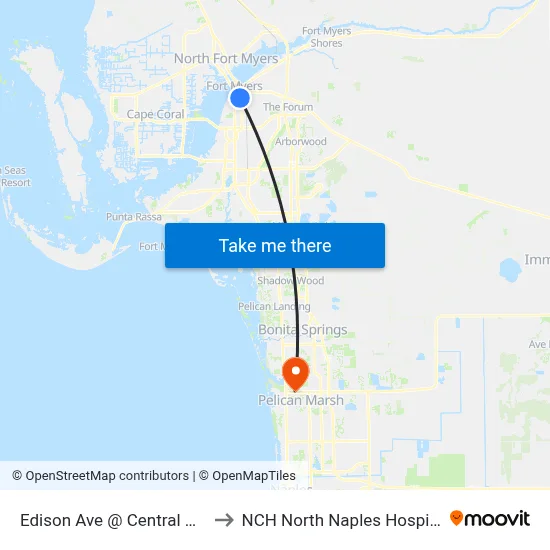 Edison Ave @ Central Ave to NCH North Naples Hospital map