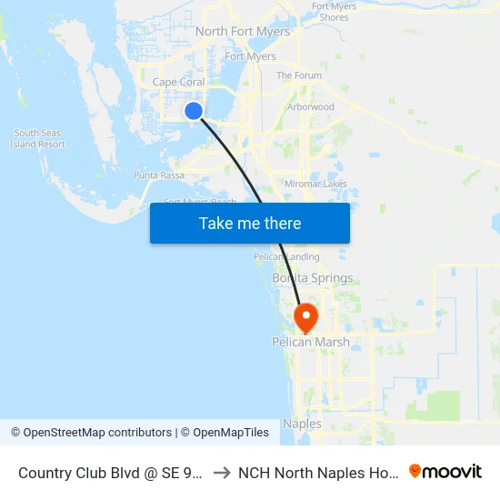 Country Club Blvd @ SE 9th Ave to NCH North Naples Hospital map
