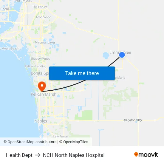 Health Dept to NCH North Naples Hospital map