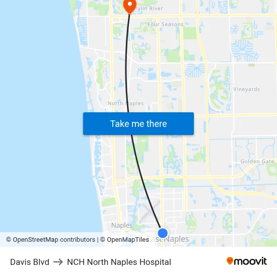 Davis Blvd to NCH North Naples Hospital map