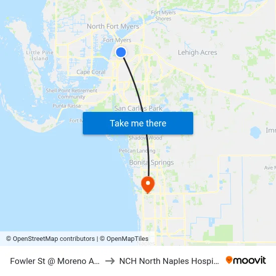 Fowler St @ Moreno Ave to NCH North Naples Hospital map