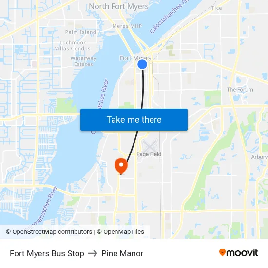 Fort Myers Bus Stop to Pine Manor map