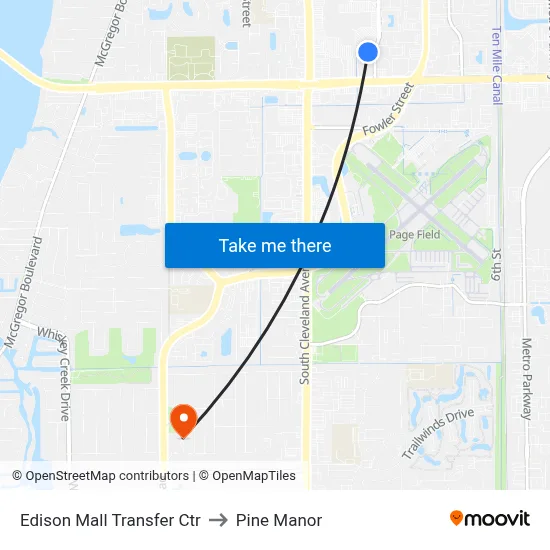 Edison Mall Transfer Ctr to Pine Manor map