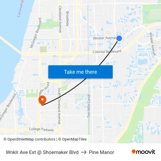 Wnklr Ave Ext @ Shoemaker Blvd to Pine Manor map